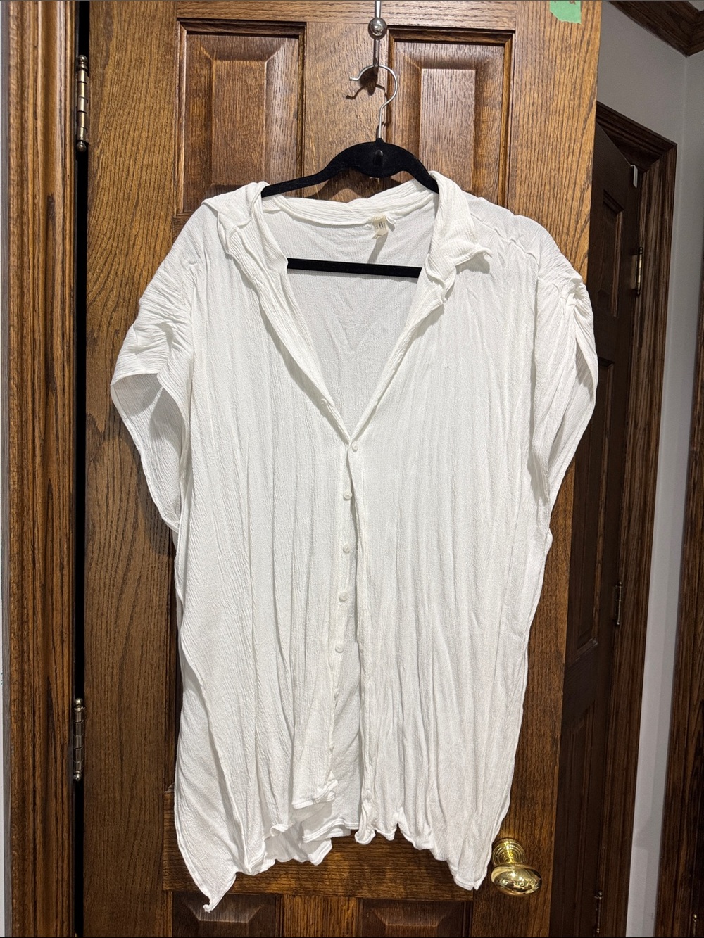 White Button Bathing Suit Cover Top